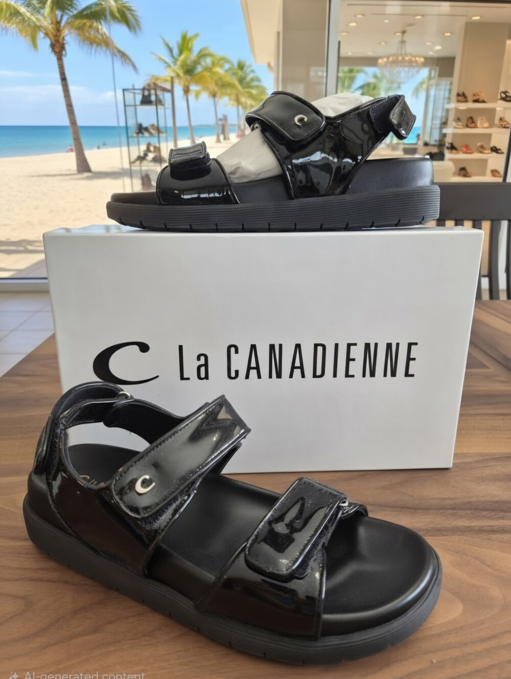 LA CANADIENNE GILMORE PATENT LEATHER SANDALS WOMEN'S SZ 9 NWB $379